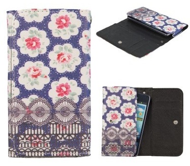 qMust Universele Lederen Pouch - met drukknop - 3.5 t/m 4.7 inch - Pretty Roses