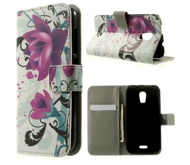 qMust Wiko Darkmoon wallet case - hoesje met stand - Lotus Flower