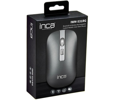 Inca IWM-531RG muis Bluetooth & Wireless Rechargeable Special Metallic Silent Mouse - Optical Mouse - Bluetooth 3.0 and Bluetooth 5.1 - 800-1200-1600 Dpi