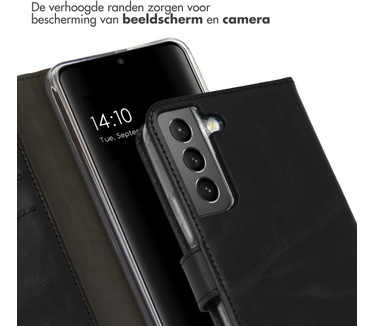 Selencia Echt Lederen Bookcase Samsung Galaxy S22 - Zwart