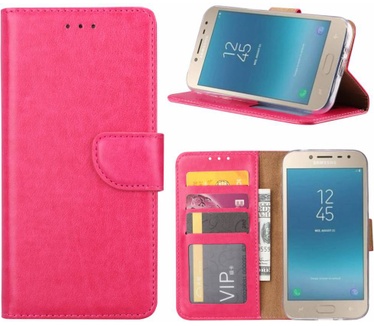 Luxe Lederen Bookcase hoesje voor de Samsung Galaxy Grand Prime Pro 2018 - Roze (Samsung Galaxy Grand Prime Pro 2018) Roze