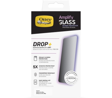 Otterbox OtterBox Amplify Privacy glazen schermbeschermer voor iPhone 14 Plus/iPhone 13 Pro Max, gehard glas, x5 krasbescherming, overleeft vallen tot 6ft, antimicrobiële bescherming