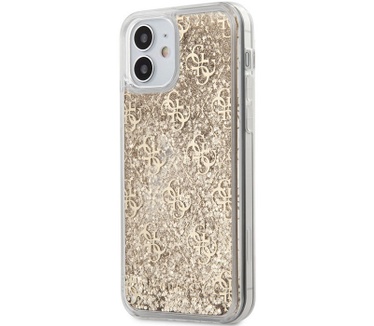 Guess 4G Liquid Glitter Case - iPhone 12 Mini (5.4") - Goud  Goud