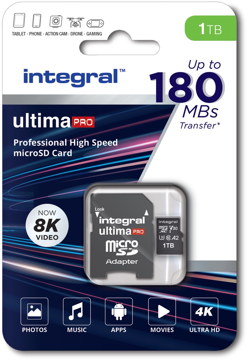 Integral INMSDX1TB180/150V30 1TB MICRO SD CARD MICROSDXC UHS1 U3 CL10