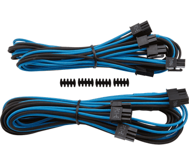 Corsair Premium Individually Sleeved PCIe Cables with Dual Connectors, Type 4 (Generation 3) - Blauw/Zwart