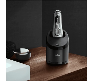 Braun Series 9 9390cc Elektrisch Scheerapparaat, Clean&Charge-station, Leren Etui, Zilver