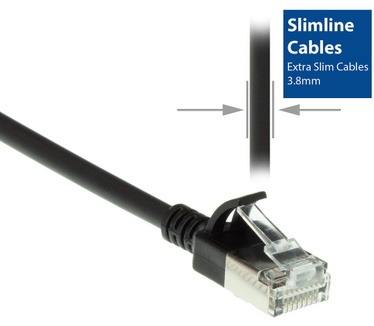 ACT DC7901 CAT6A U/FTP Slimline Patchkabel 1M Zwart