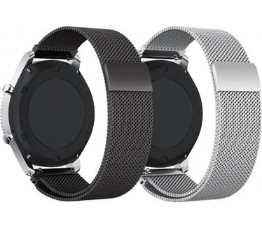 qMust 2 set Milanees armband voor Samsung Gear S3 Frontier / S3 Classic - Zwart en Zilver