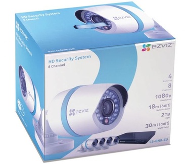 EZVIZ Compleet Full HD IP camerasysteem met 8 kanaals NVR en 4 bullet camera's voor buiten
