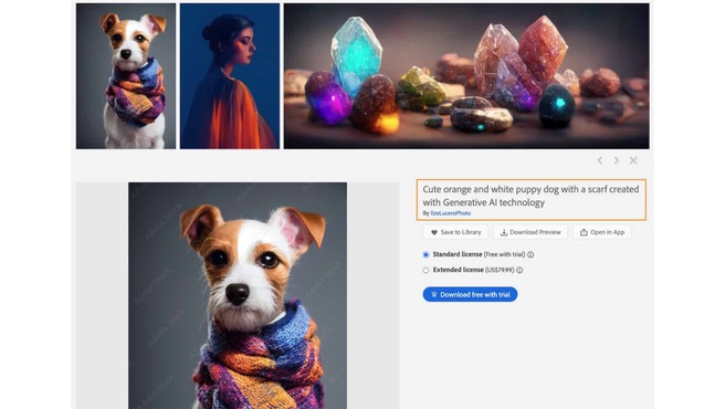 Voorbeeld indienen AI-gegenereerde afbeelding in Adobe Stock