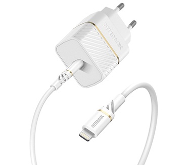 Otterbox EU Wall Charger 20W - 1X USB-C 20W USB-PD + USB C-Lightning Cable 1m, Cloud Dust White