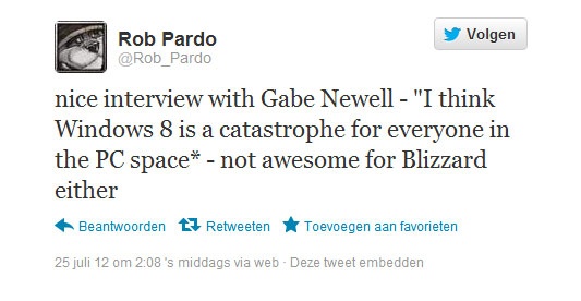 Tweet van Rob Pardo