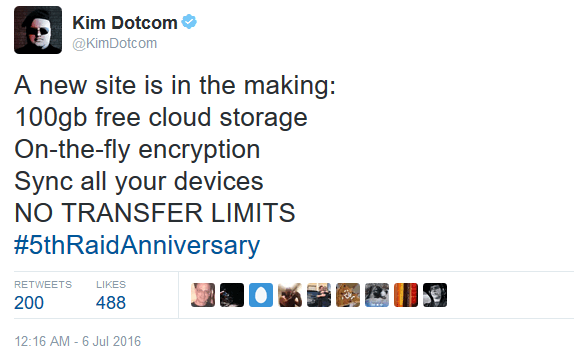 Kim Dotcom Tweet