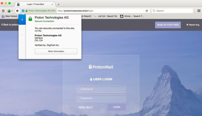protonmail tor