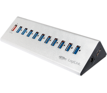 LogiLink UA0229 10 poorten USB 3.0 hub Zilver
