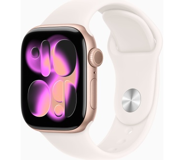 Apple Watch Series 11, 42mm, GPS, Aluminium, Sportbandje M/L, Rosé Goud (Roze)
