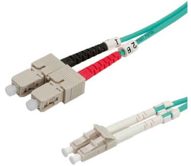 Value Fibre Optic Jumper Cable, 50/125µm, LC/SC, OM3, turquoise 0.5 m
