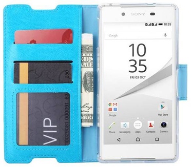 Luxe Lederen Bookcase hoesje voor de Sony Xperia Z5 - Blauw (Sony Xperia Z5) Blauw