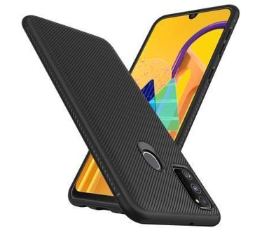 qMust Samsung Galaxy M21 Texture TPU Case - Zwart