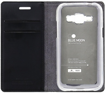 Mercury Blue Moon Wallet Case - Samsung Galaxy J1 (2015) - Zwart Zwart