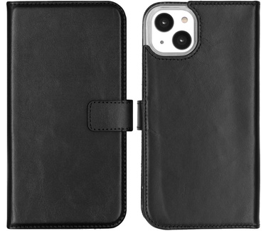 Selencia Echt Lederen Bookcase iPhone 14 Plus - Zwart