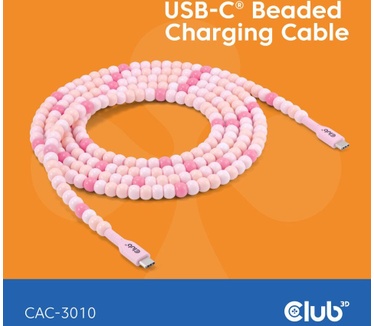 Club 3D CLUB3D USB-C® Beaded Kabel Roze Roze