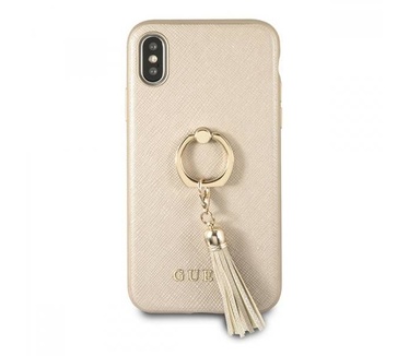 Guess Originele Saffiano Ring Back Cover Hoesje voor de Apple iPhone XS Max - Goud (iPhone XS Max) Goud