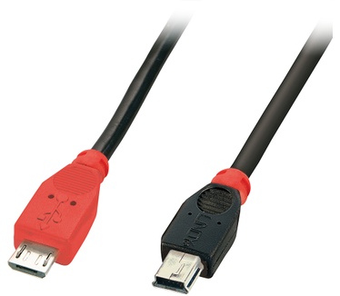 Lindy USB Micro-B - USB Mini-B, 0.5m Rood, Zwart