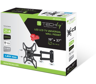 Techly Wall Support for LCD LED 19-37'' Tilting 2 Joints Black ICA-LCD 2923B