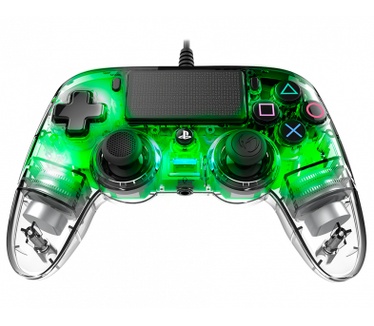 Nacon Officieel gelicenseerde Illuminated Wired Compact Controller voor PS4 - groen Groen, Transparant