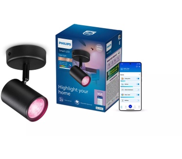 Philips Slimme spot x1, GU10, 345 lm, zwart