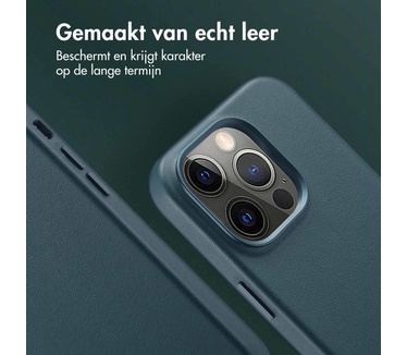Accezz MagSafe Leather Backcover iPhone 14 Pro - Donkergroen