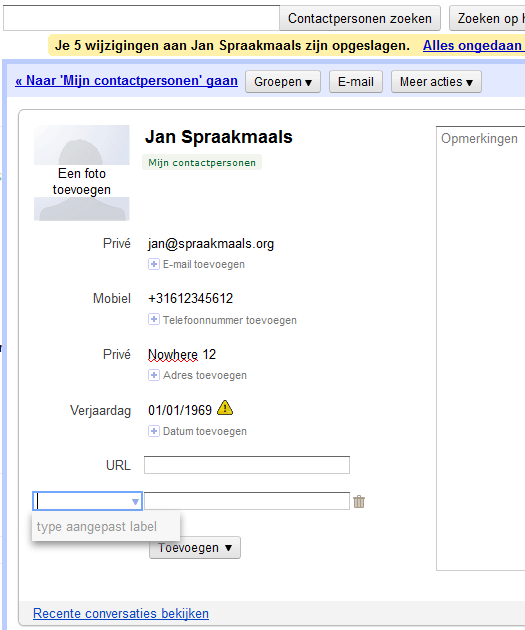 Gmail contacten