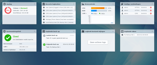 DSM 5.0: widgets kiezen