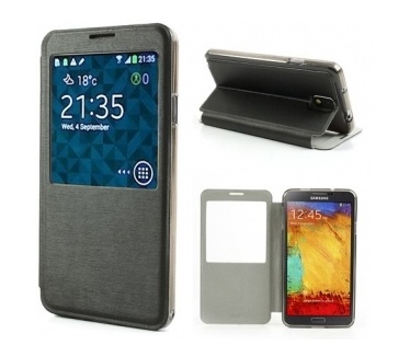 qMust Window Cover Premium met stand Samsung Galaxy Note 3 (black)