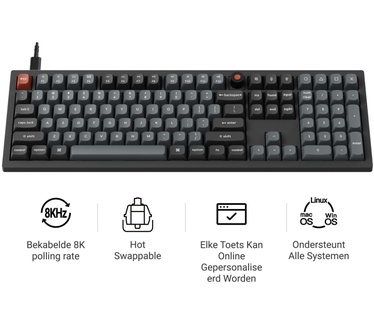 Keychron V6 8K bedraad toetsenbord red switch zwart