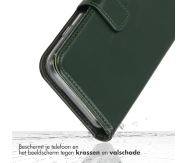 Selencia Echt Lederen Bookcase Samsung Galaxy A13 (5G) / A04s - Groen