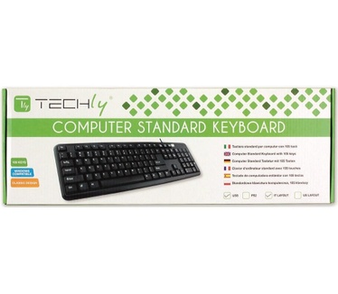 Techly USB Standard Keyboard 104 Keys Color Black