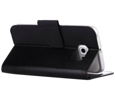 Luxe Lederen Bookcase hoesje voor de Samsung Galaxy S6 Edge - Zwart (Samsung Galaxy S6 Edge) Zwart