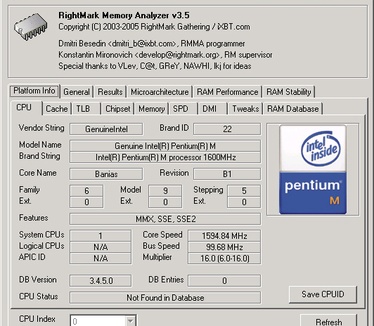 RightMark Memory Analyzer 3.5 screenshot