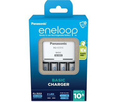Panasonic Panasonic eneloop Basic lader, voor 2 of 4 AA/AAA Ni-MH-batterijen inclusief 4 eneloop AAA