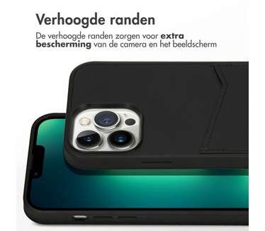 Accezz Premium Leather Card Slot Backcover iPhone 13 Pro Max - Zwart