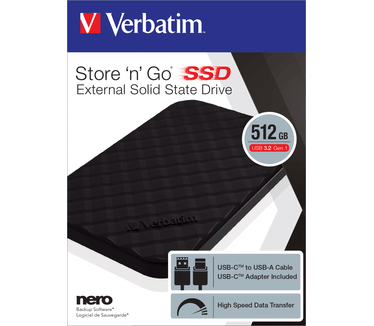 Verbatim Store 'n' Go Draagbare ssd 512GB Zwart
