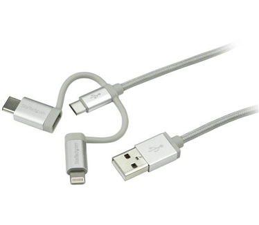 Startech.com USB naar Lightning / USB-C / Micro-B - gevlochten