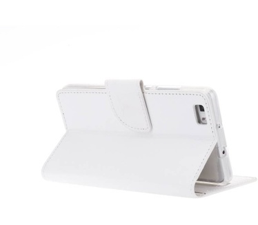 Luxe Lederen Bookcase hoesje voor de Huawei P8 Lite - Wit (Huawei P8 Lite) Wit