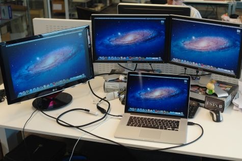 MacBook Pro Retina drie schermen