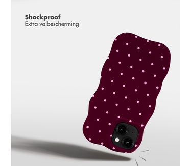 Selencia Vivid Wavy Backcover met MagSafe voor de Apple iPhone 14 / 13 - Happy Dots Burgundy