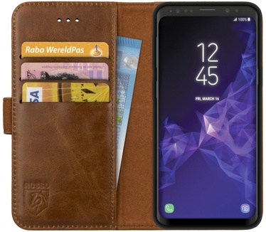 Rosso Deluxe Samsung Galaxy S9 Hoesje Echt Leer Book Case Bruin (Samsung Galaxy S9) Bruin