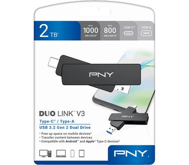 PNY Duo Link V3 2TB Zwart