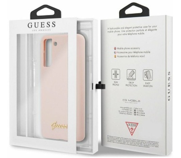 Guess Silicone Retro Hard Case - Samsung Galaxy S21 - Roze Roze